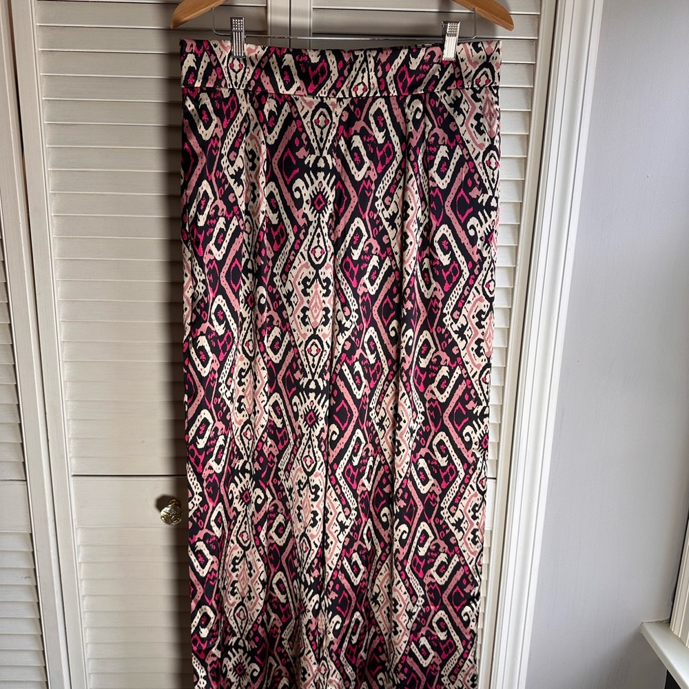 Banana Republic Pink and Black Geometric Maxi Skirt